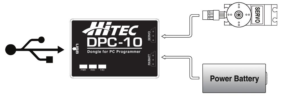 Make sure your receiver is bound to your transmitter 2. Connect DPC-10 to your PC computer 3. Launch the DPC-10 software 4.