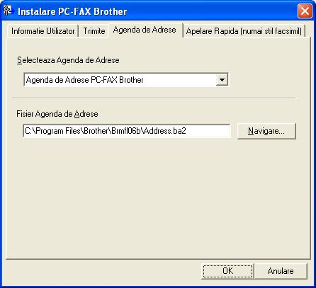 Softul Brother PC-FAX (numai modelele MFC) Agenda de Adrese 6 Executaţi click pe