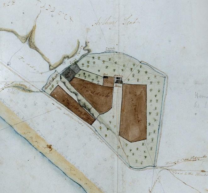 Mapping This map of the Homestead was drawn by George McCrae (son of Georgiana and Andrew McCrae) in 1851.