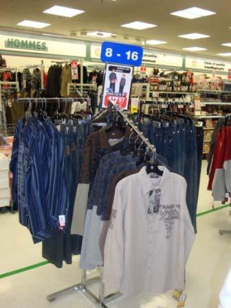 Use one sticker for each section of the hanging merchandise.