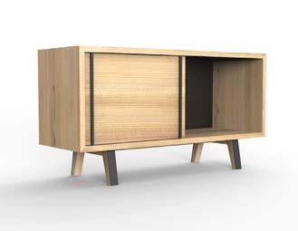 drawers or left open Versions in Maple with Clear finish, steel with Black Oxide
