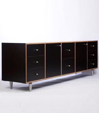 Credenza Finnish color plywood-black Brushed nickel pulls by