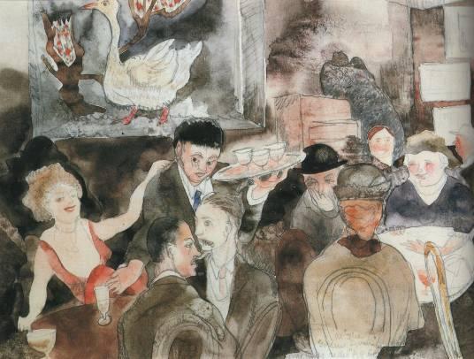 At the Golden Swan, 1919 Watercolor on paper, 8 x 10 1/2 Collection of Irwin Goldstein, M.D. Demuth traveled extensively during his lifetime despite having diabetes.