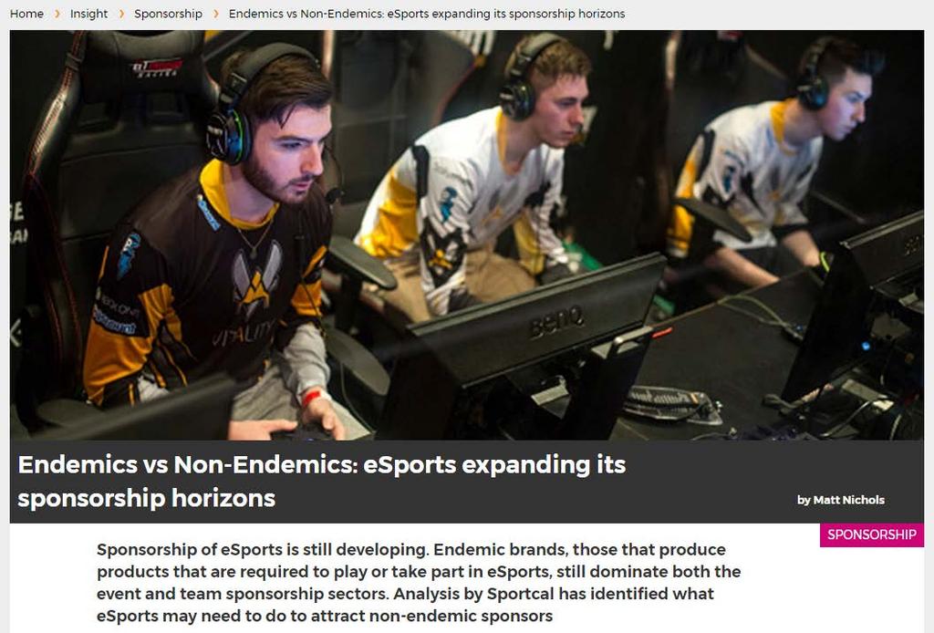 Sponsorship plays a particularly important role in esports, as generating revenue from media rights in the sport remains in its infancy.