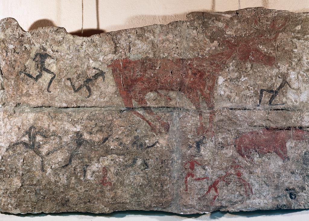 Neolithic Art Figure 1-17 Deer hunt, detail of a wall painting from Level III, Çatal Höyük, Turkey, ca. 5750 BCE.