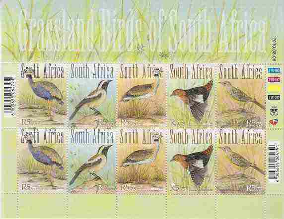 August truly turned out to be the birding stamp month as in 2010 another striking set of stamps depicting grassland birds was launched.
