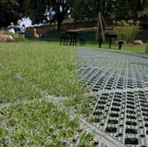 can be laid on existing grass surfaces, seeded topsoil or new turf, and is installed with a mesh underlay that helps prevent it from sinking into the ground during wet weather.