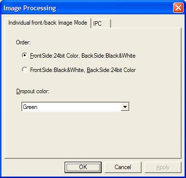 7. Individual front/back Image Mode Individual front/back Image Mode is a function that generates each of images for front side and back sides of the document in different data formats of color and a