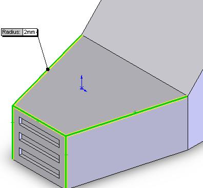 Extrude Cut: Select Extrude Cut and Select 2mm as the