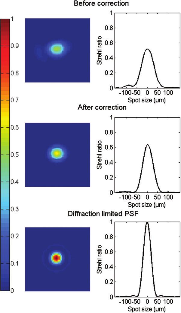 Journal of Modern Optics 5 Strehl ratio the ratio of measured peak intensity of an imaged point source to the ideal (diffractionlimited) peak intensity of the imaged point source in the absence of