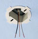 Non-conductive E1R ox Extender installs easily and extends box flush with ceiling surface.