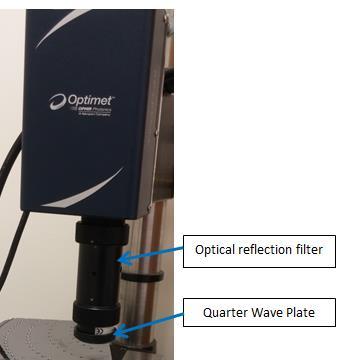 Figure 1: CP-10 with optical filter and 50mm lens with QWP Figure 2: impression taken of some holes Customer requirement 1.