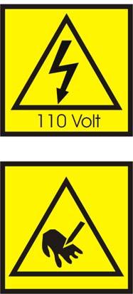 Caution: 230 Volt tension. Caution: rotating gears. Severing of fingers.