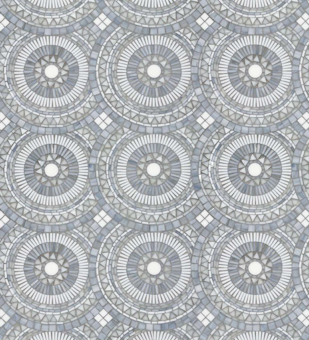 BLUE NOTE CIRCLES Fresh but with a classic feel, Blue te Circles is another fabulous pattern in Artistic Tile s Jazz Glass collection.