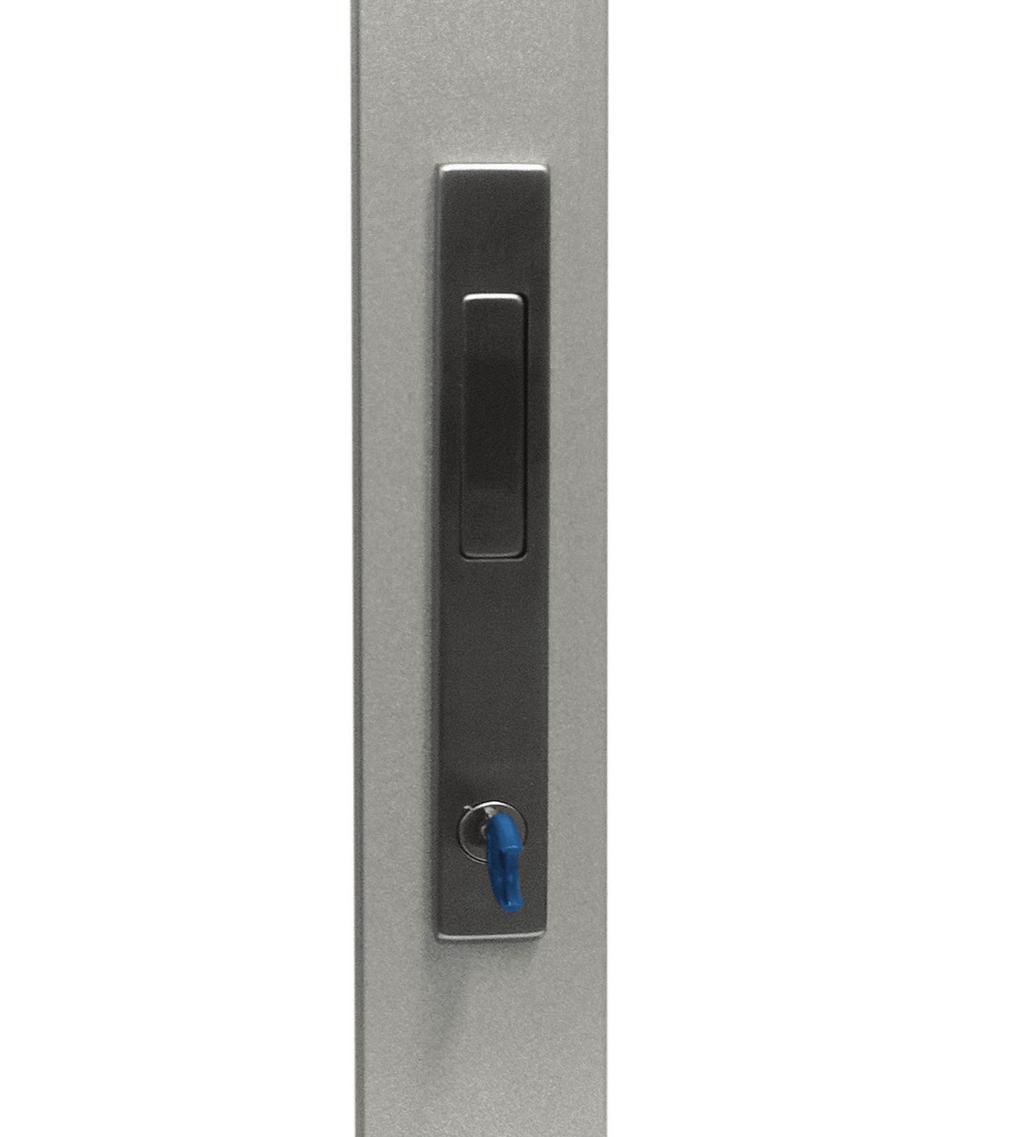 Turn key to lock ALTERNATE COVER DESIGNS Can be supplied in a range of standard and special powder coat finishes to match the window framing.