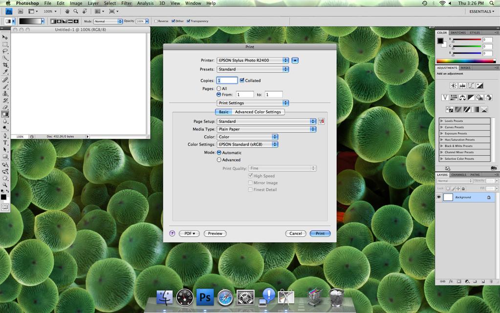 Printing Mac OS X 10.5 Select the appropriate print quality settings.