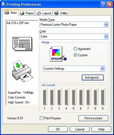 Printing Windows Type 1 Driver Select the Media Type to