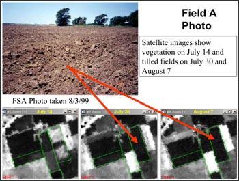 Fighting crop insurance frauds USA: Landsat images used to look for evidence of whether or not a farmer actually planted or harvested