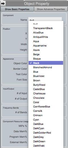 Tips and tricks: Processing chains 2. In the Object property menu, change the color of the module blocks.
