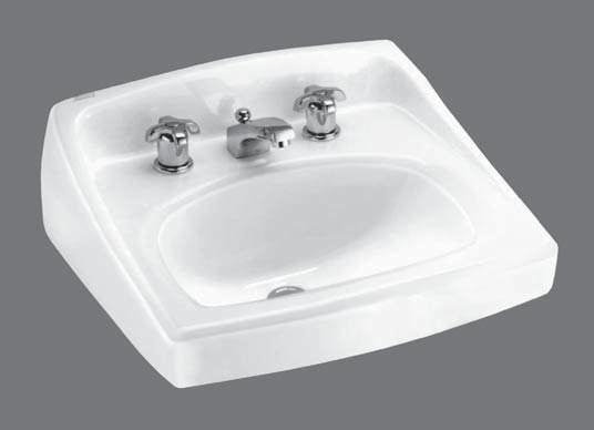 LAV-1 LAVATORY BARRIER FREE LUCERNE WALL-HUNG LAVATORY back and side splash shields Faucet holes on 203mm (8") centers (Illus.): 0356.028 For exposed bracket support 0356.015 0356.037 0356.