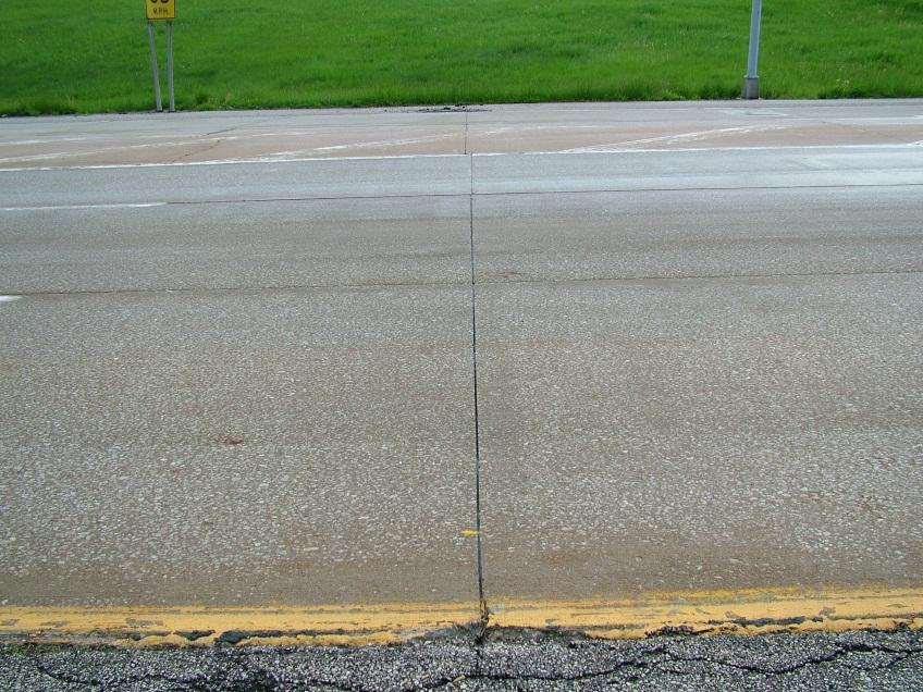 Figure 14. Photo of surface condition of pavement with plastic-coated dowels (State Route 59). Plastic-coated dowels appear to be a potential alternative to epoxy-coated dowels.