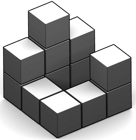 23. a. How many blocks were used to build the solid below? b. What is the top projection of this solid? 24.