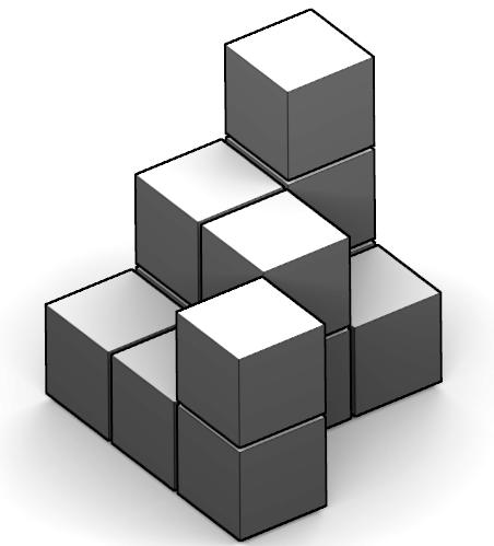 8. a. How many blocks were used to build the solid below? b. What is the top projection of this solid? 9.