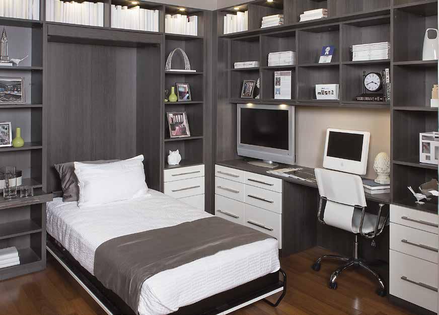 WALL BEDS Turn a home office into a guest room.