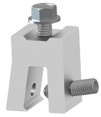 The set screw of the 1-inch clamp can be installed on either the vertical leg of the clamp or on the 10-degree leg of the clamp.