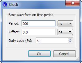 Figure 15. Defining the clock characteristics Figure 16. The completed input waveforms. Save the waveform file using a suitable name; we chose the name majority3.vwf.