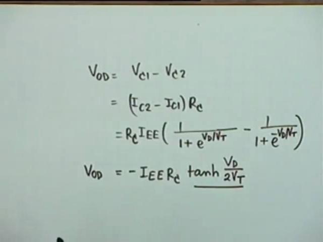 (Refer Slide Time: 56:18) And the salient points are that V OD = V c1 V c2 which = I... Can you tell me in terms of equivalent V cc I c1 times R c.
