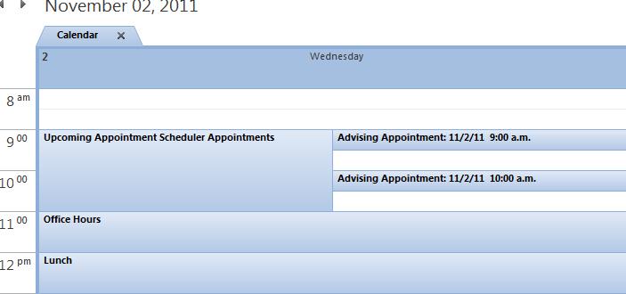 m. appointments are still available for your other advisees to choose (inside each appointment will be the