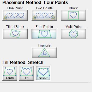 Under SETTINGS, choose a BLOCK or FOUR POINT placement with STRETCH selected.