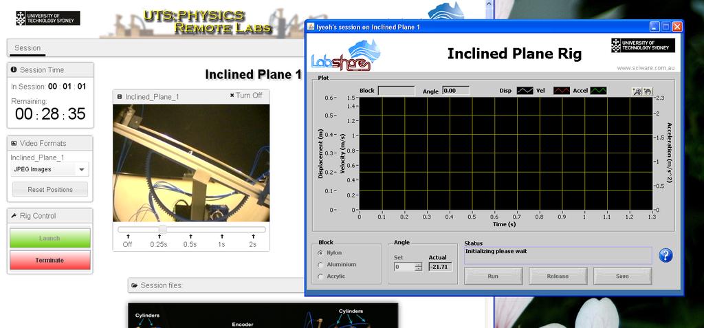 3 Rig Control Software This section describes how to use the Inclined Plane control software created in LabVIEW.