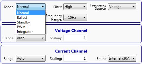 Setup Normal mode Integrator Mode (see page 45) Inrush Mode [Applicable only for the PA1000] (see page 46) List of modes available in the PA3000 are: List of modes available in the PA1000 are: Mode