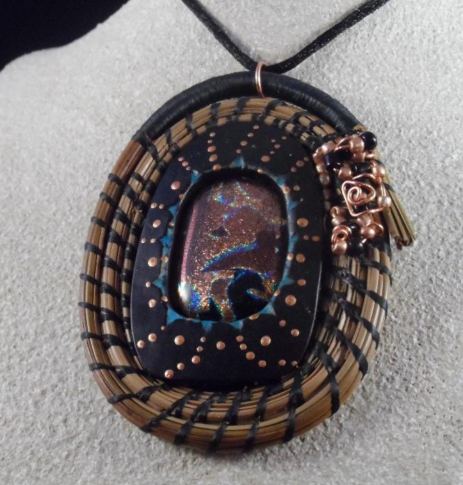 Class #308 Saturday September 19 th / Time: 8-12 / Cost: $55 Triple Play Dichroic Pendant Necklace Teacher: Gail Bishop Class Description: Students will learn to weave around a gourd