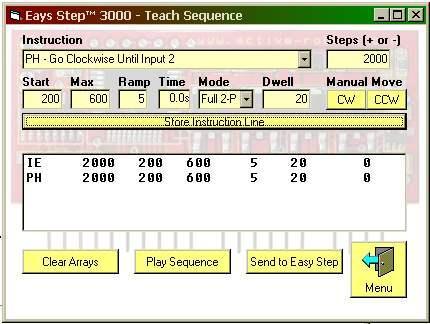 To Enter Teach Mode click on this button The ES3000 can be programmed with up to 25 sequences, a sequence is any of the commands that are available in the protocol.