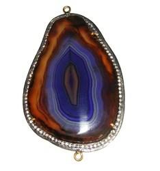 PAVE SET PENDANT AND CONNECTOR Agate Slice Pave