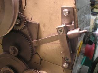 I also welded a 5/8x5/8x 1"(5/8" sq. key stock) square block the end of the lever to mount the spring loaded switching pin.