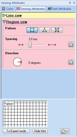 ) Using the net fill stitch in  After selecting the region to be filled
