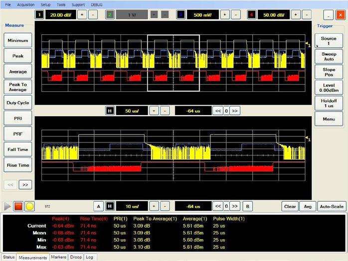 06 Keysight 8990B Peak Power Analyzer and N1923A/N1924A Wideband Power Sensors - Data Sheet Graphical User Interface Overview (Continued) Spacing measurement Easily measure the space between pulses