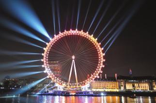 In, the London Ee was the largest Ferris wheel in the western hemisphere. It rises 5 m above the ground and takes the same amount of time to make one rotation as the Star of Nanchang.