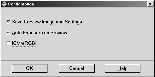 Configuration Button You can adjust the Preview window by changing the configuration. Click the Configuration button to display the following dialog box and make changes.