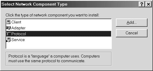 4. Check that TCP/IP protocol is included in the The following network components are installed list box.