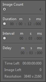 21.1 Start Time-lapse mode: To activate the Time-lapse mode open the GRYPHAX toolbar by pressing the arrow software site or use keyboard short cut (ctrl / cmd + T) on right-hand Click to the