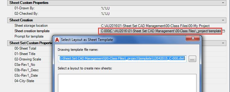 Lastly, we need to link the Sheet creation template to our project specific template by right-clicking the sheet set and clicking the Sheet creation