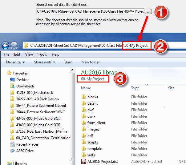 dst file to your project folder In this tutorial we will be saving our Sheet Set file (DST) to the root project folder where our CAD files
