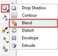 a. Click on the Blend tool (Toolbox > Drop Shadow flyout menu > Blend tool), and drag the mouse from one circle to another. b.
