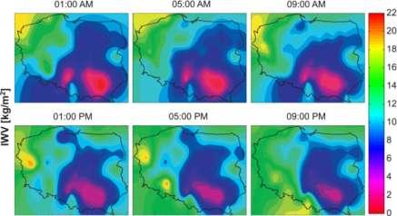 of the Integrated Water Vapour (IWV) 2D distribution over the area of