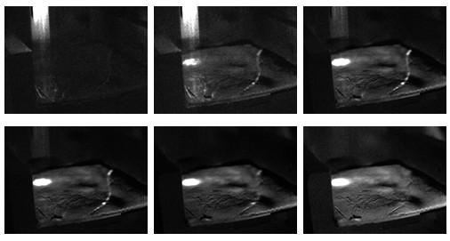 5 Sequence of thermal images subtracted background The first frame in this sequence was recorded prior to turning on the heat pulse.